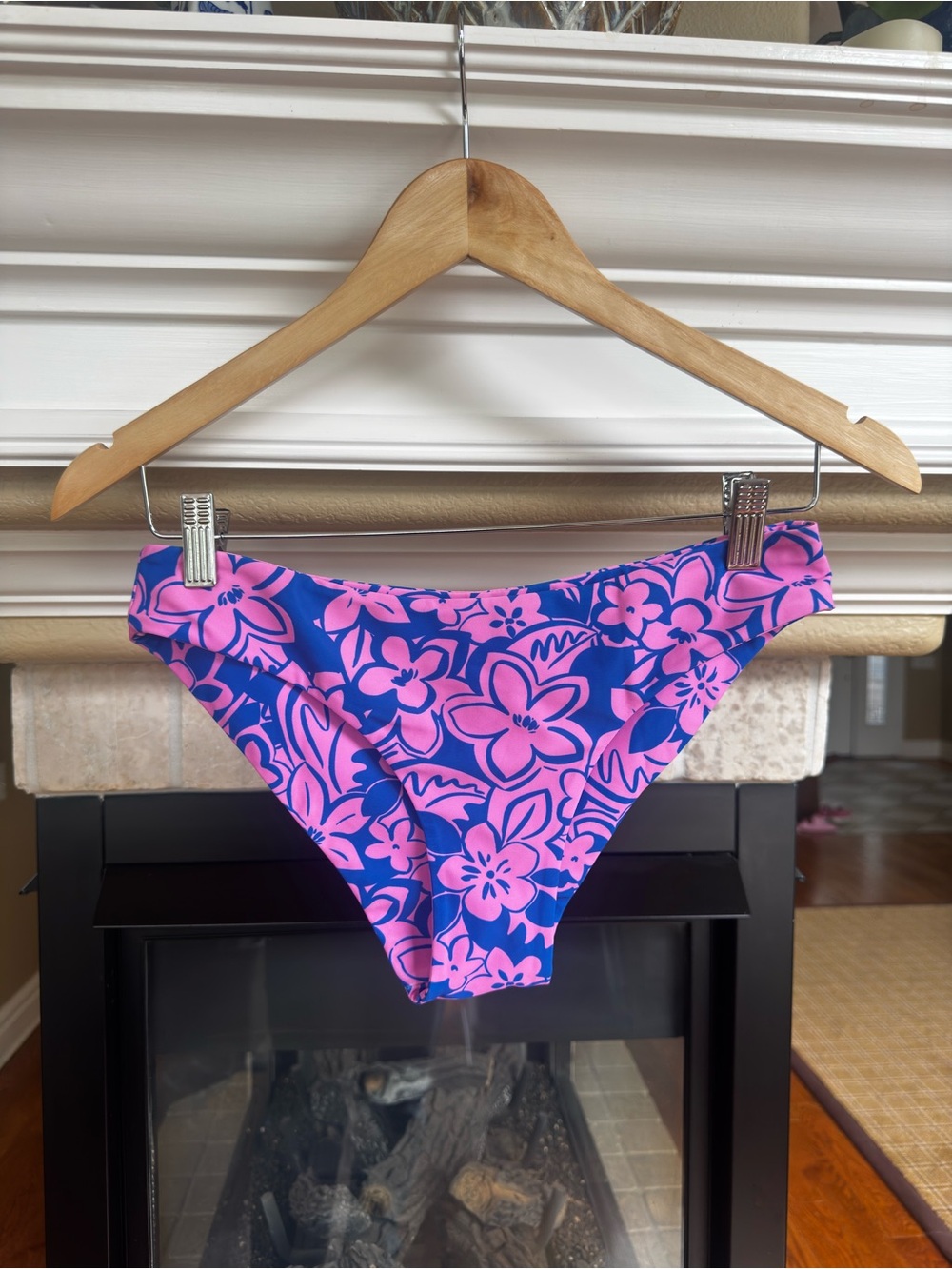 Kulani Kinis Pink Floral High Cut Bikini Bottoms Resort Wear Summer Small